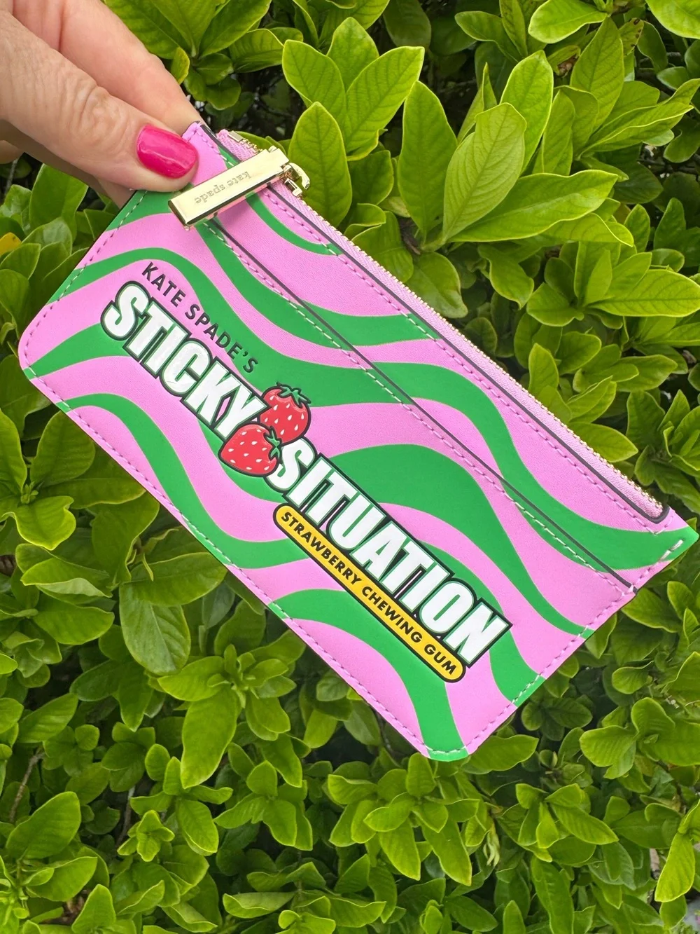Kate Spade Sticky Situation Bubble Gum Large Slim Card Holder